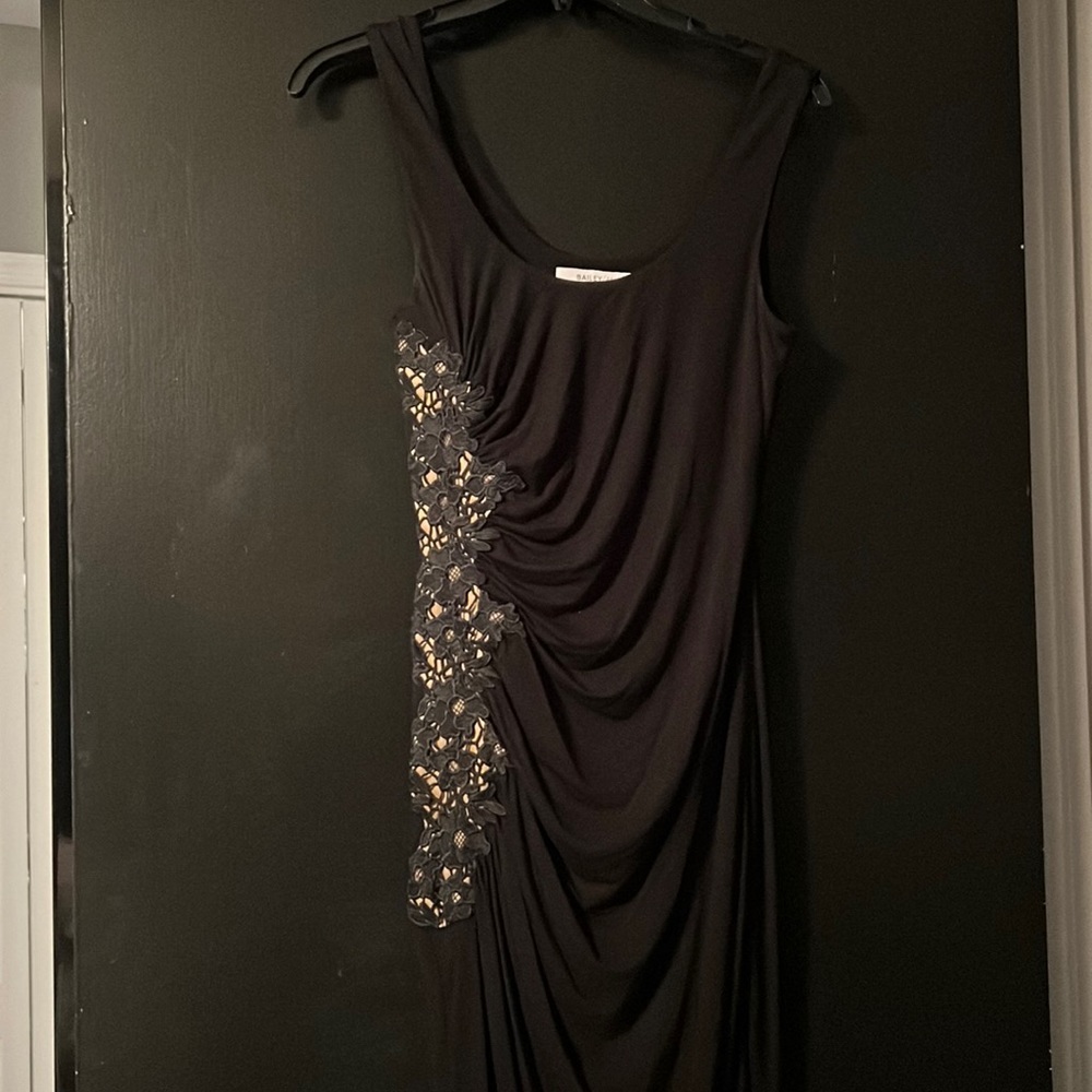 Bailey 44 maxi dress ruched lace side with slit black xs